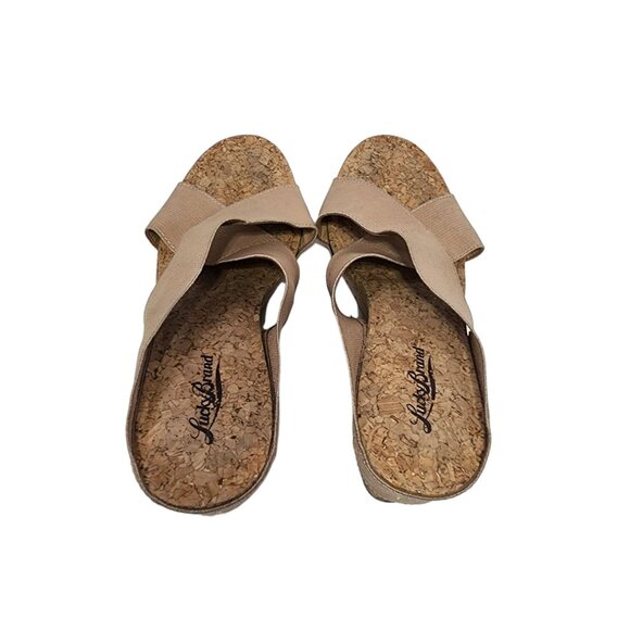 Lucky Brand Cork Wedge Sandals Size 10M/40 Crisscross Straps Comfortable Design - Picture 7 of 10